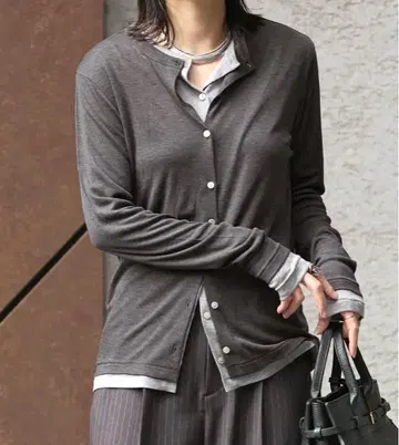 [ JOURNALSTANDARD ] 울 믹스 시어 크루넥 가디건