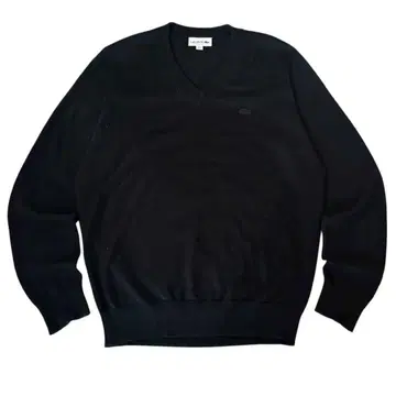 LACOSTE V넥 니트 스웨터 자수 로고 블랙 L 사이즈 상당
