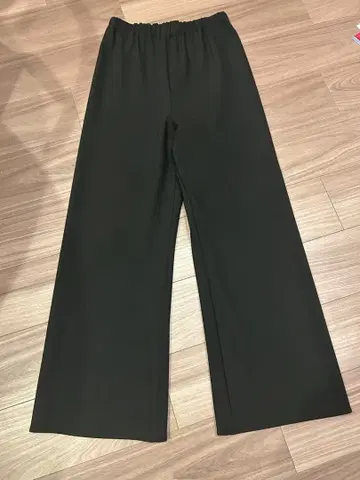 SHENERY 블랙 블랙 와이드 팬츠 허리밴딩