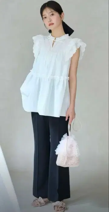 질바이 팬츠 하이웨스트 플레어 블랙 완판