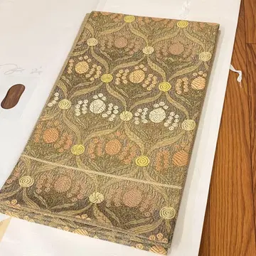 미사용 보관품 순수 실크 6통 후쿠로 오비 사가비