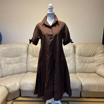 브라운 반팔 셔츠 원피스