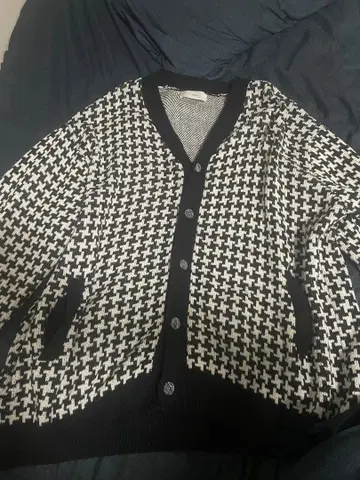 하운드 투스 디자인 가디건 M 사이즈