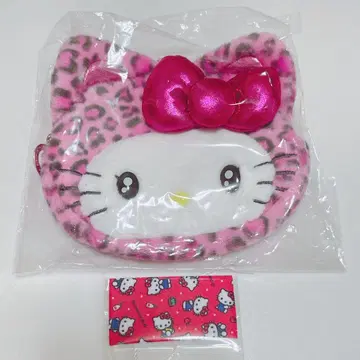 산리오 헬로키티 레오파드 무늬 갸루 고양이 파우치 핑크 리본