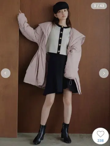 SNIDEL 니시카와 레이디 모즈 다운 코트 핑크 베이지