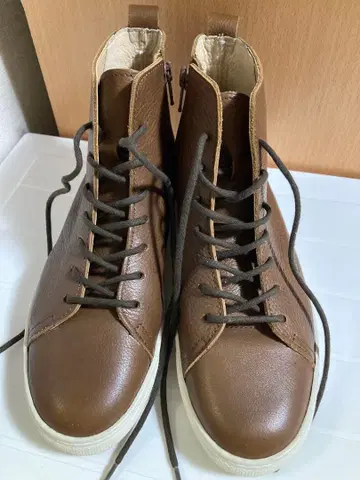 [ Recipe ] 가죽 하이컷 부츠 하이컷 스니커즈 브라운 천연 가죽