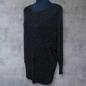 스페치오 라메 믹스 블랙 티셔츠 튜닉 돌먼 슬리브 40