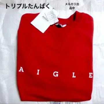 AIGLE 레드 V넥 맨투맨 S 사이즈 새상품 택 포함