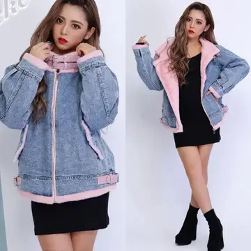 BLACK QUEEN 데님 퍼 자켓