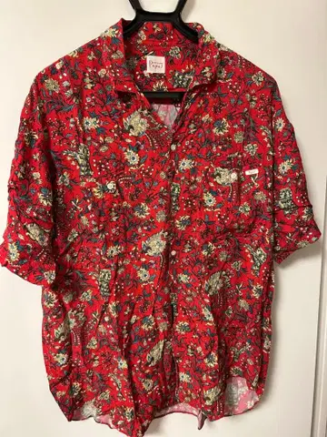 Papas 꽃무늬 하와이안 셔츠 반팔 빨간색