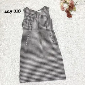 s.1365 [ 애니시스 ] 슬리브리스 원피스 타이트 체크 무늬 M