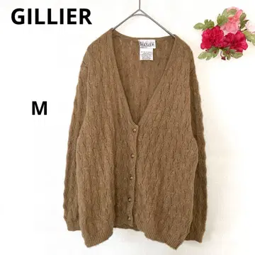 질레 가디건 니트 긴팔 겉옷 케이블 짜임 브라운 M