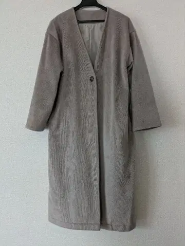 스모크 핑크 플리스풍 롱 코트