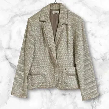 베이지 테일러드 자켓 긴팔 울 혼방 XL 루즈핏 깔끔한 코디