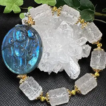 [ 양질 ] 래브라도 라이트 포대님 화이트 플로라이트 회문주 팔찌