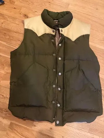 슈가 케인 다운 베스트 L 사이즈 올리브 그린