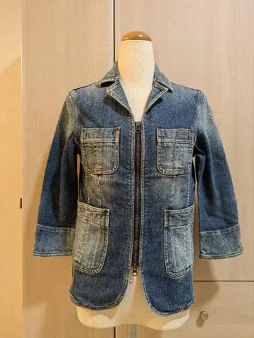 스위트 카멜 집업 데님 자켓 짙은 블루