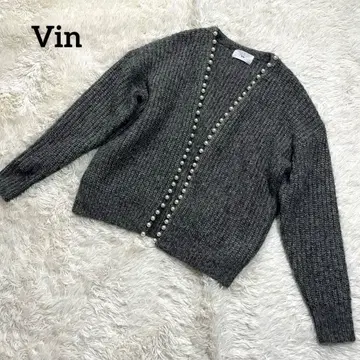 새상품급 Vin 펄 버튼 가디건 니트 프리 사이즈 그레이 워셔블