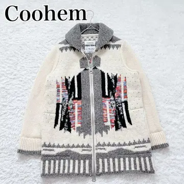 COOHEM 코헤른 토템 패턴 지퍼 니트 블루종 36 일본제