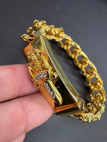 골드 대거 id 팔찌 크로스 체인 팔찌