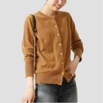 SpickandSpan 퓨어 캐시미어 크루넥 가디건 브라운