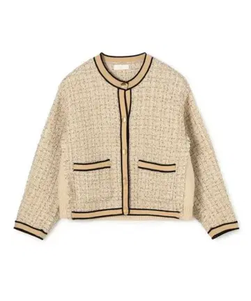 니트 콤비 트위드 크루넥 자켓 투모로우랜드