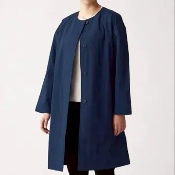 택 포함 새상품 무인양품 발수 노카라 코트 스모키 블루 XL 사이즈