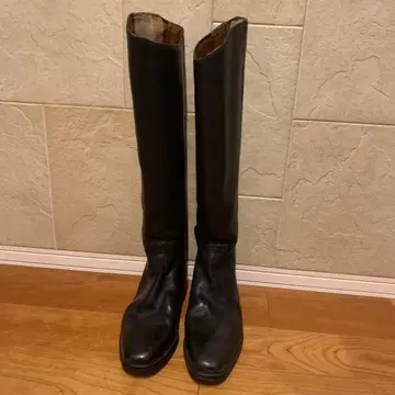 블랙 가죽 롱 부츠