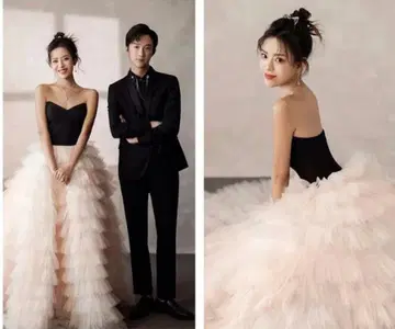 프릴 드레스 컬러 드레스 웨딩 드레스 신부 드레스 사진 웨딩