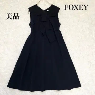 새상품급 폭시 플레어 원피스 리본 보타이 블랙 38