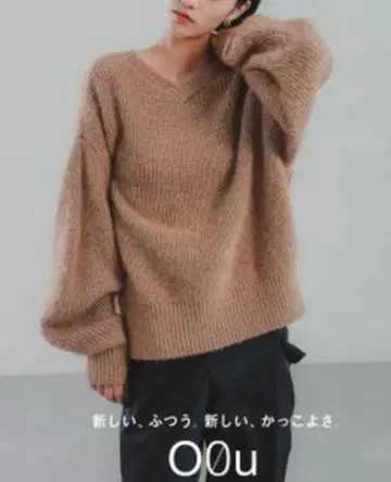 O0u 알파카 라메 V넥 풀오버