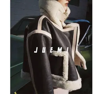 JUEMI 무스탕 코트 블랙/아이보리