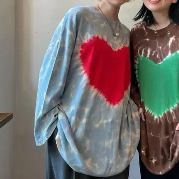 하트 타이다이 롱 T셔츠 오오시마레이 kin