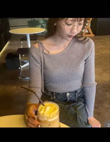 nugu 언밸런스 리본 니트 T셔츠