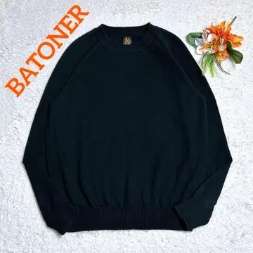 새상품급/바토너 에이징 코튼 크루넥 래글런 블랙 1