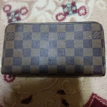 다미에 패턴 장지갑 골드 지퍼