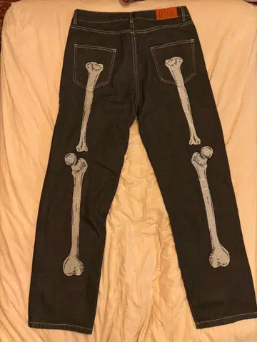 Kenvibe 뼈 프린트 데님 팬츠 XL