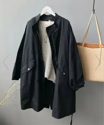 aimoha 스탠드 카라 코트 블랙 자켓 드로스트 포함