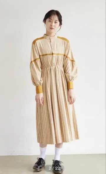 idem 파이핑 플리츠 원피스