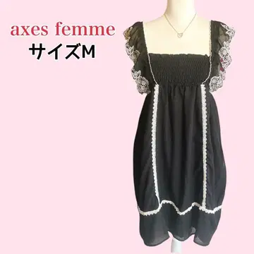 axes femme 블랙 원피스 레이스 프릴 2WAY 오프숄더