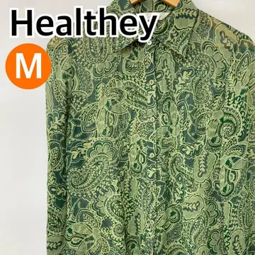 Healthey 상의 긴팔 셔츠 블라우스 그린 M [ CT1709 ]