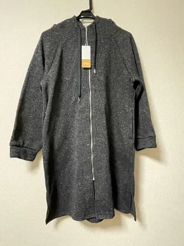 [ 미사용 ] 후드 부착 다크 그레이 롱 코트