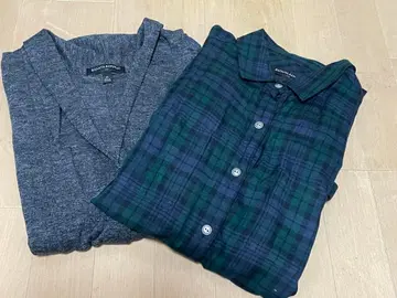 가디건과 체크 롱 셔츠 세트