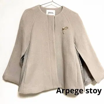 Arpege story 노카라 코트 울 코트 판초 타입 사이즈 1