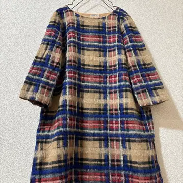 새상품급 일본제 고급 TABASA 타바사 모헤어 샤기 체크