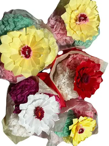 컬러풀한 페이퍼 꽃 어레인지먼트 5개