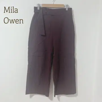 미라 오웬 와이드 팬츠 벨트 포함 S 캐주얼 루즈핏 무지