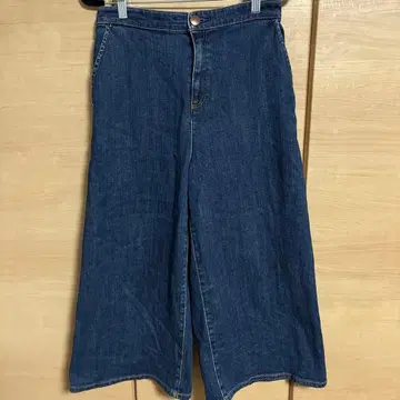 자유구 다크 블루 와이드 레그 데님 24인치
