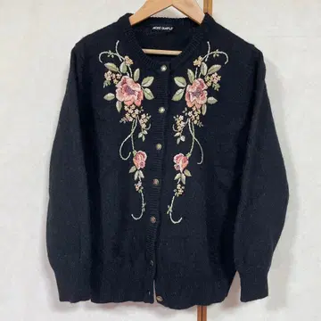 vintage 70s 쇼와 레트로 꽃무늬 자수 가디건