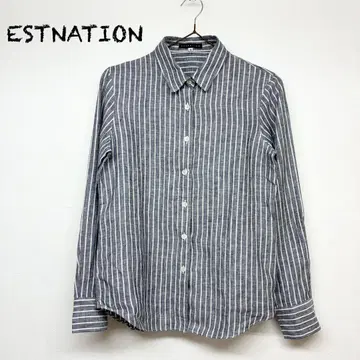 에스트네이션 스트랩 긴팔 셔츠 그레이 계열 린넨 일본제 사이즈 38